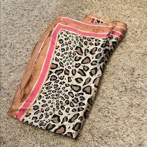 Vince Camuto Leopard Print Scarf with Pink and Tan